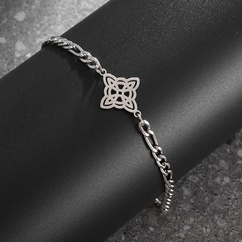 Edelstahl Hexerei Hexenknoten Armband Frauen Glücksknoten Verstellbares Armband Mädchen Glücksamulett Schmuck