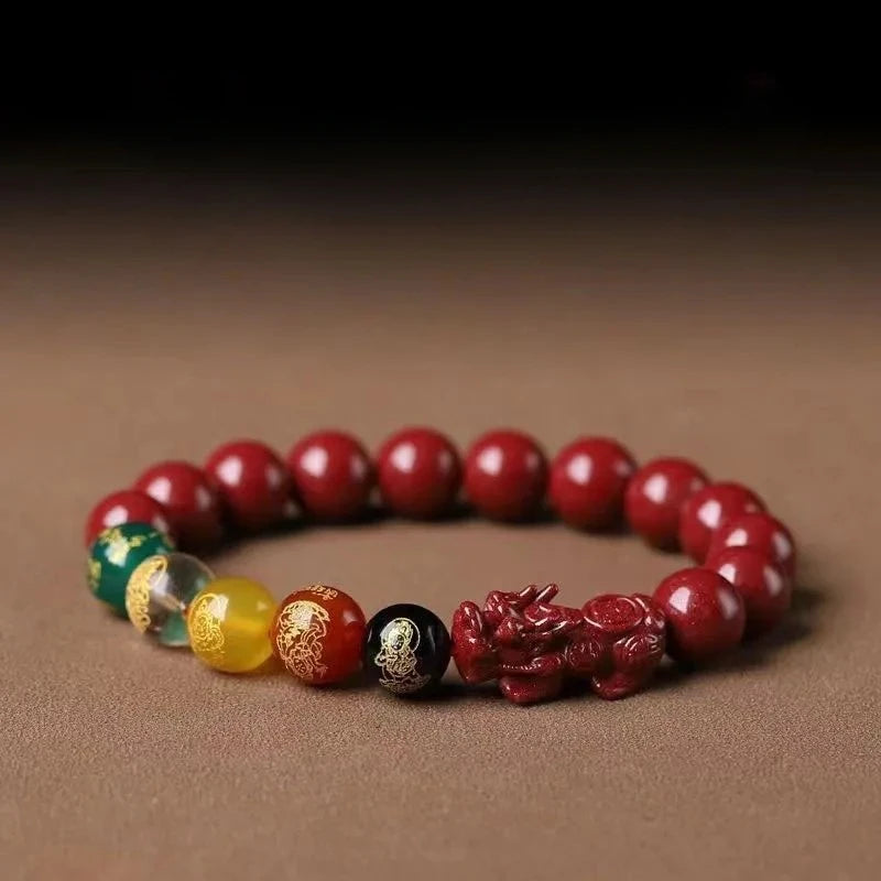 Fünf-Wege-Gott des Reichtums, handgefertigtes Zinnober-Perlenarmband, Transfer-Glücksbringer, Sternzeichen-Schmuck für Männer und Frauen, Eröffnungsglücksgeschenk