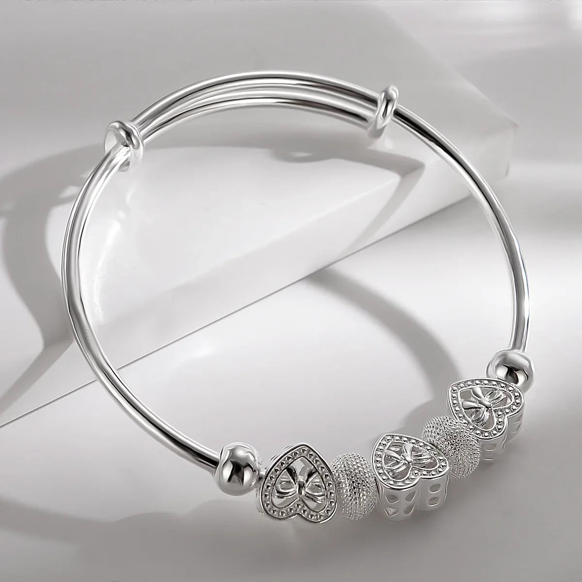 Trendige Armreifen aus 925er-Sterlingsilber, niedlich, offen, für Damen, Modeschmuck, Anpassungsgröße, Manschette, Hochzeit, Party