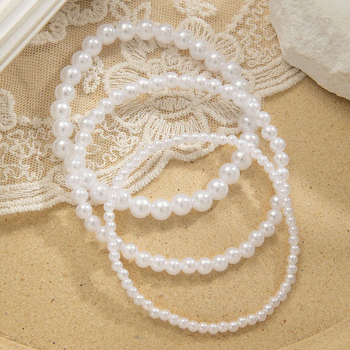 3 teile/satz Weiß Simulierte Perle Fußkettchen Sets Für Frauen Reis Perlen Fuß Kette Ankle Armband Elastische Seil Sommer Strand Zubehör