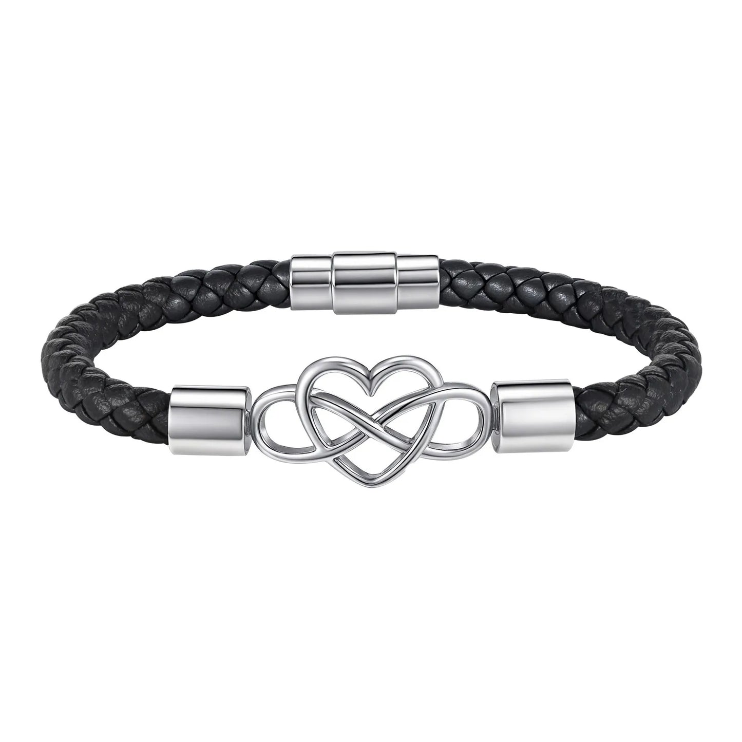 Vnox Enternity Love Infinity Knot Charm-Armbänder für Männer, Geschenk für Papa und Ehemann, inspirierendes Vatertagsgeschenk, Armreif aus gewebtem Leder
