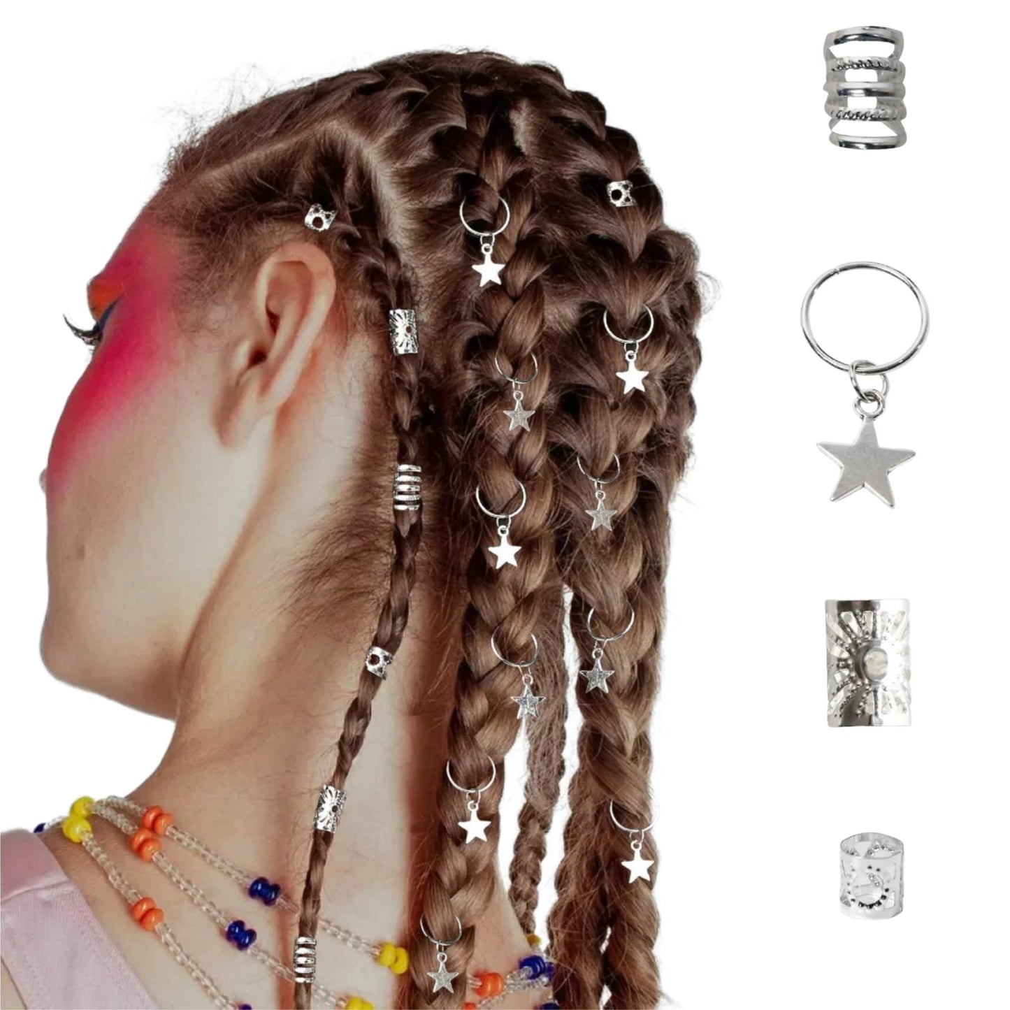 35 teile/satz silberne fünfzackige Sterndesign-Haars ch laufen für Frauen und Mädchen, die Haarschmuck loc Haarschmuck für Zöpfe verkleiden
