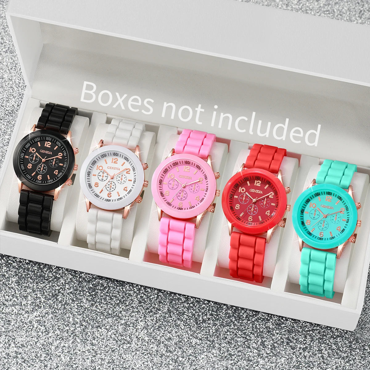 5PCS frauen Uhren Mode Roma Zifferblatt Leder Band Quarzuhr Damen Silikon Band Armbanduhr Reloj Mujer (Ohne box)