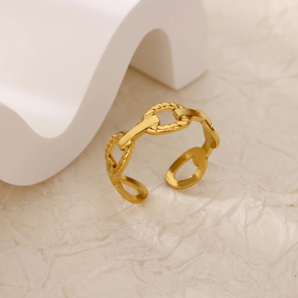 Edelstahl Zirkon Geometrische Ringe Für Frauen Luxus Bösen blick Gold Farbe Einstellbar Trendy Hochzeit Ästhetischen Jewerly Geschenk