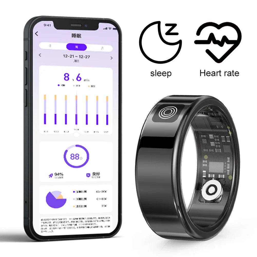 RS08 Smart Ring IP68Wasserdicht Gesundheit Fitness Sport Handgelenk Männer Frauen Ringe Herzfrequenz Blut Sauerstoff Schlaf Monitor Für iPhone iOS