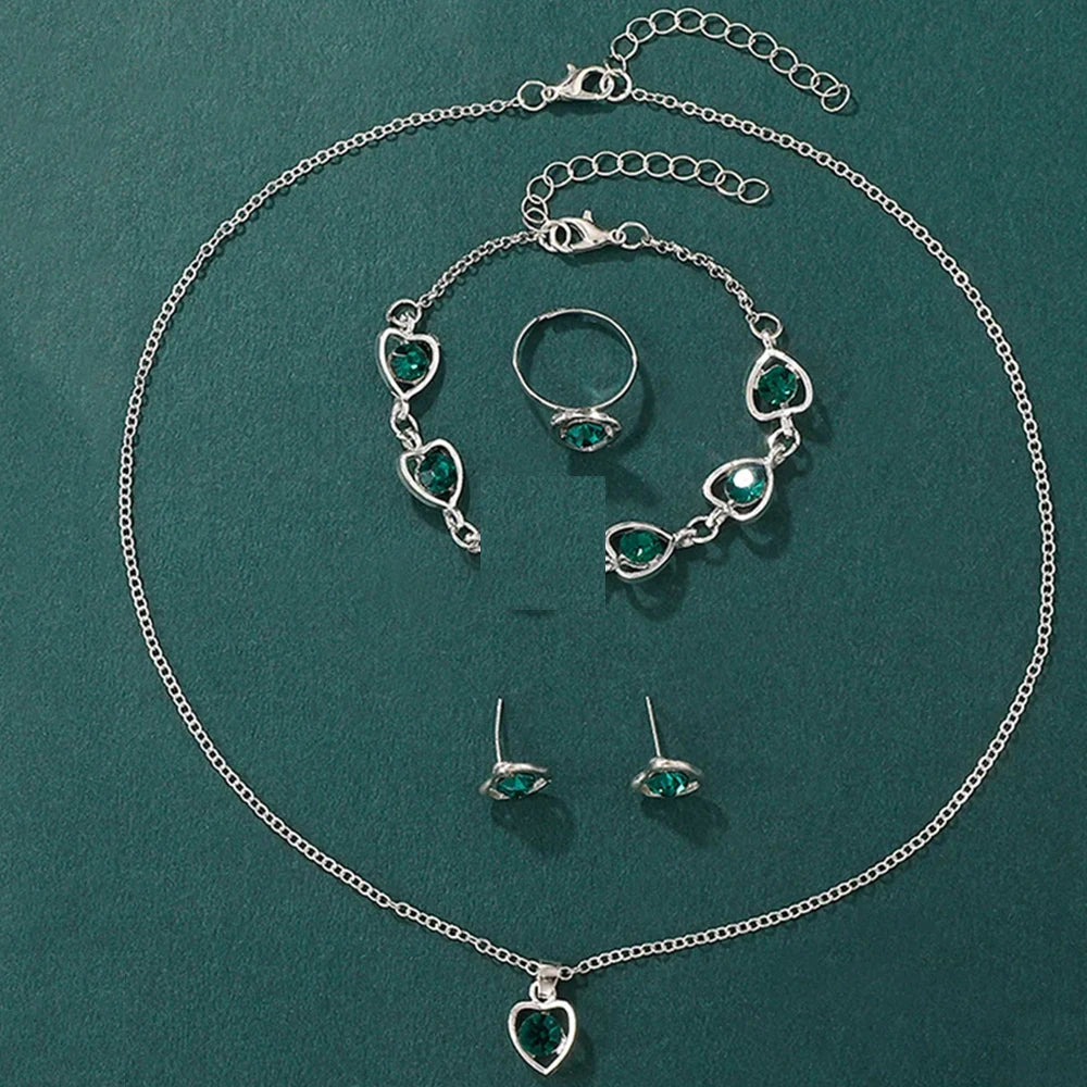 Frauen Mode Uhren Herz Strass Ring Halskette Ohrring Schmuck Set Luxus Kleid Quarz Armbanduhr einfache elegante Uhr GIF