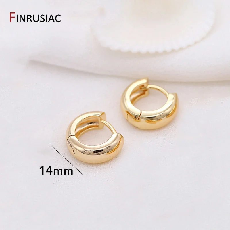 Neue trendige echte vergoldete runde Creolen für Frauen Mädchen Damen große Creolen Gold Kreis Ring Ohrringe Party Geschenk