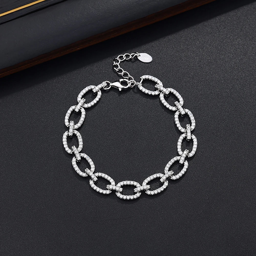 TEMGF Armband aus 925er-Sterlingsilber, komplett 1,3 mm, Zirkon-Inlay, edler Schmuck für Frauen, funkelnde Festival-Geburtstagsgeschenke, modischer Artikel
