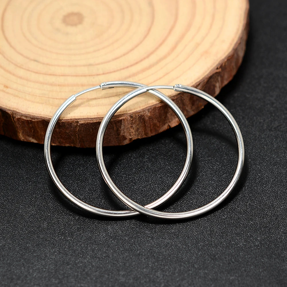 1 Paar Edelstahl Einfache Klassische Runde Kreis Creolen Für Frauen Männer Punk Glatte Große oder Kleine Huggie Ohrring Pendientes