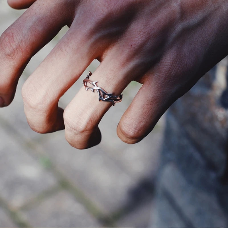 Einstellbare Ringe Silber Dorn Zweig Ringe Offene Ringe für Engagement Vorschlag Paar Schmuck Geschenke Frauen Männer Ornament
