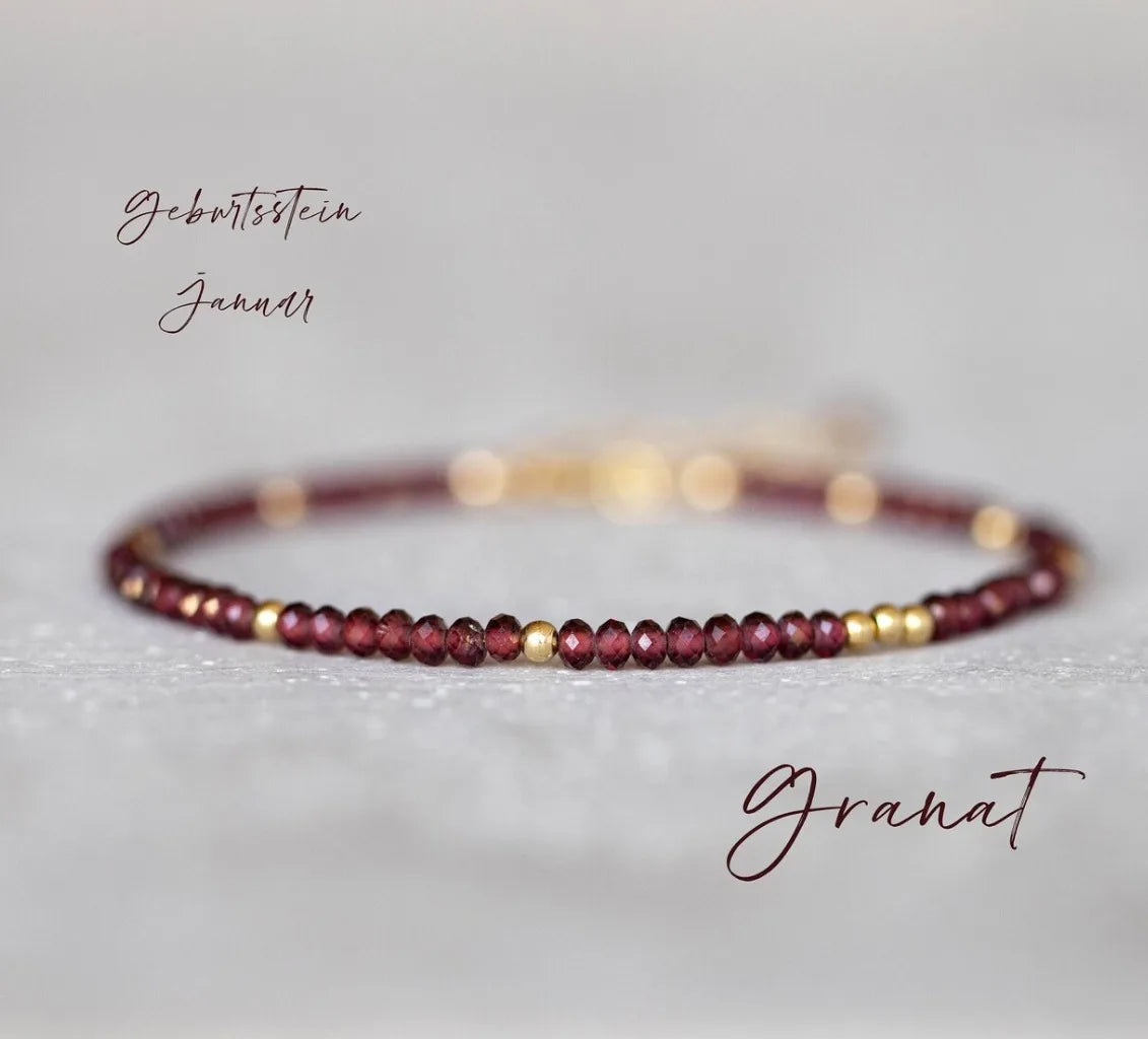 Echtes Granat-Armband, zartes Granat-Skinny-Stapelarmband