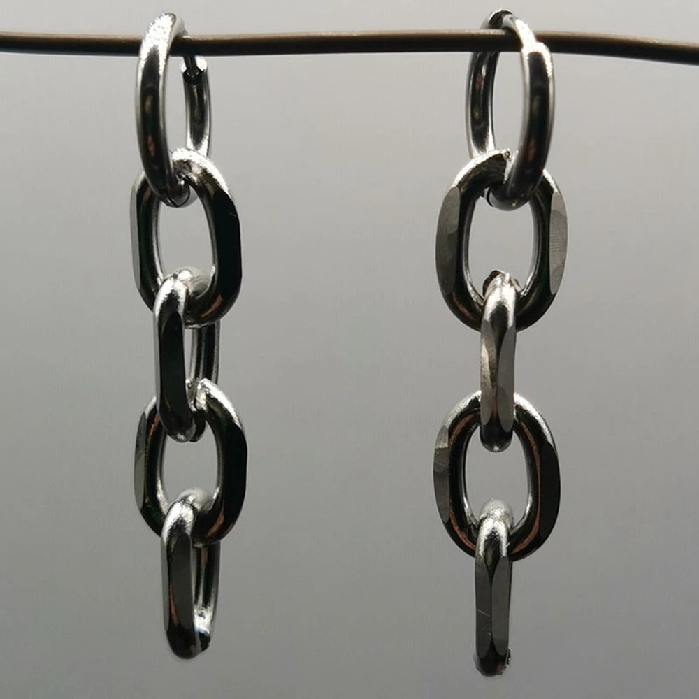 Y2k gotische klobige Kette Quaste baumeln Ohrringe für Frauen Männer Unisex Punk Grunge Mode Edelstahl Link Creolen