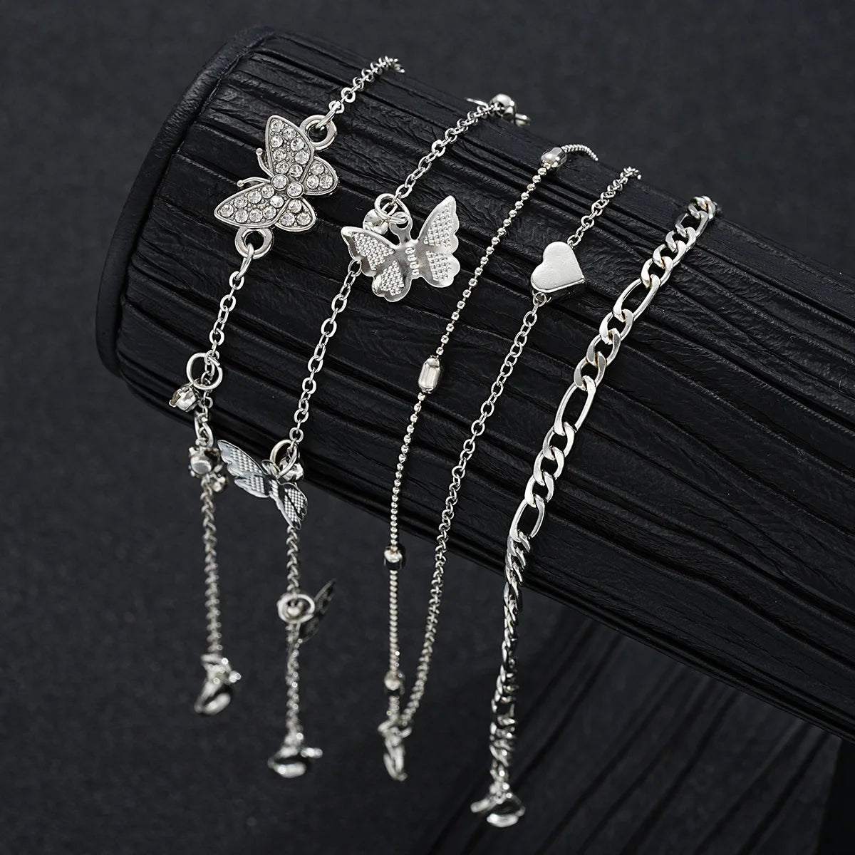 Punk Vintage Böhmischen Gold Farbe Fußkettchen für Frauen Mädchen Schlüssel Herz Schmetterling Bein Knöchel Fußkettchen Armband Strand Weibliche Schmuck Geschenk