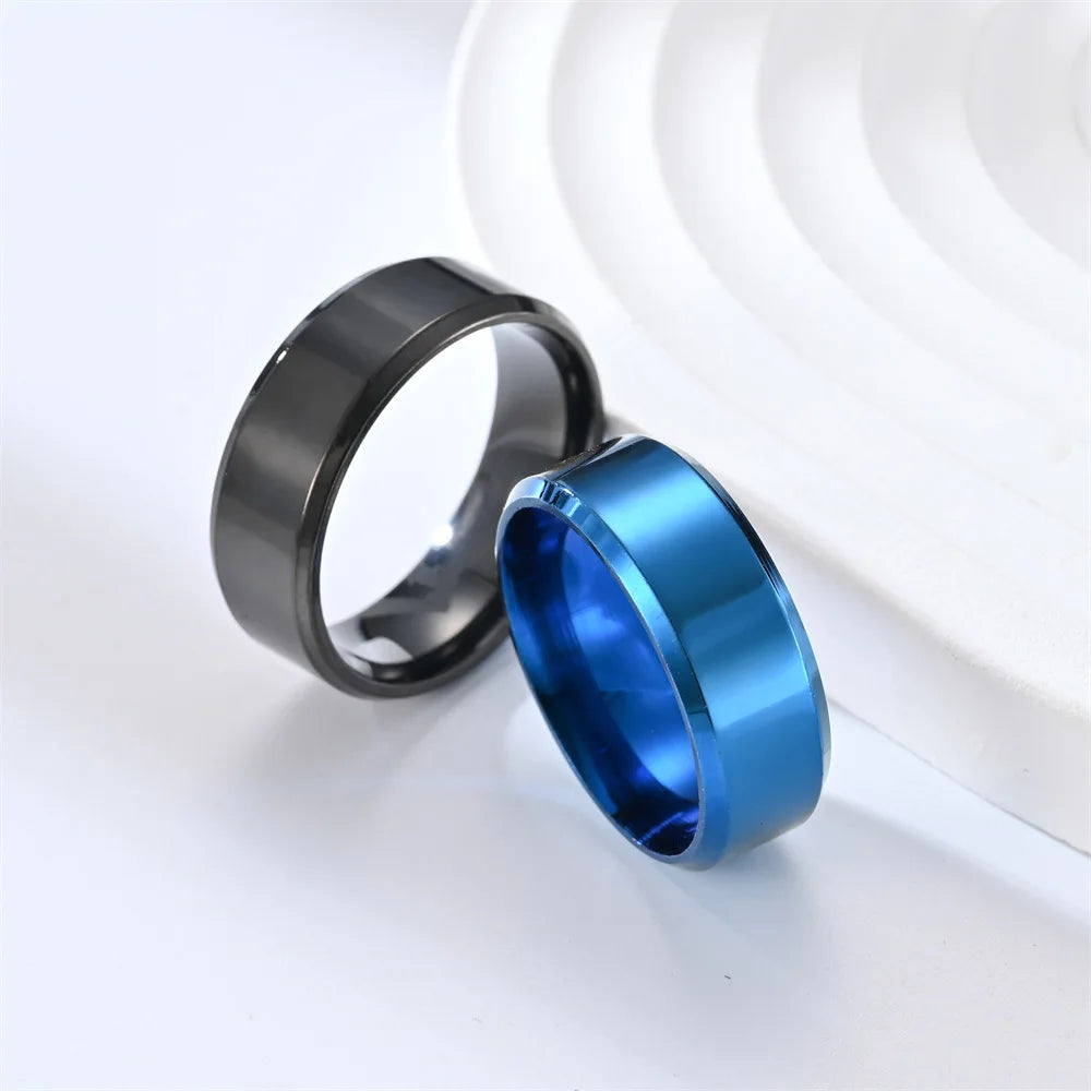 7 farben 8mm Männer Ringe Titan Edelstahl Ringe Für Männer Frauen Matt Gebürstet Hochzeit Verlobungsring Paar Schmuck geschenk
