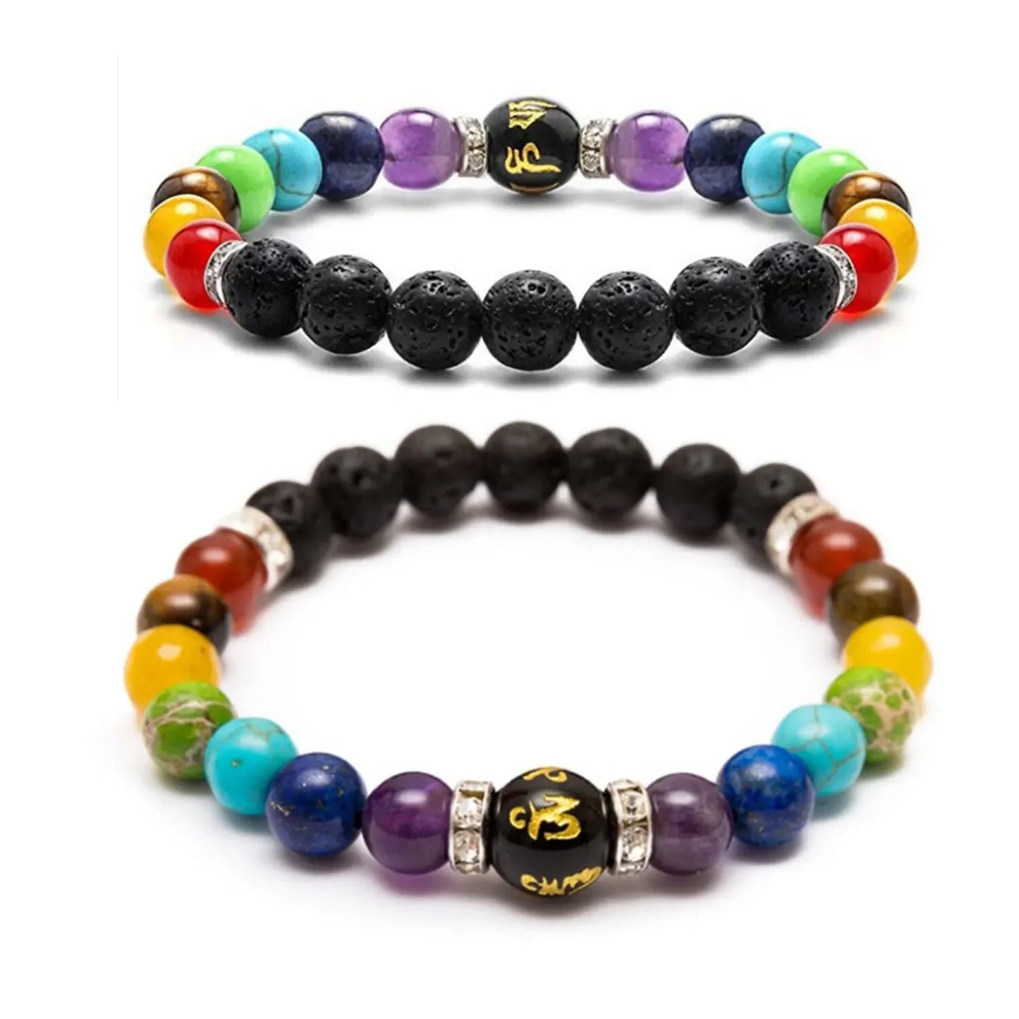 2 Stück 7 Chakra-Armband mit Bedeutungskarte für Männer und Frauen, natürlicher Kristall, heilender Angst, Schmuck, Mandala, Yoga-Armband, Geschenk