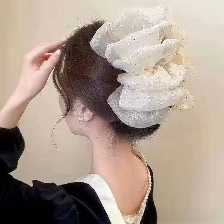 1920er-Jahre-Französischer Stil, große Mesh-Schmetterlingsklammer, flauschiges Haarvolumen, Kopfbedeckung, Rückseite, Computerlöffel, Haarspange, künstlerischer Retro-Stil