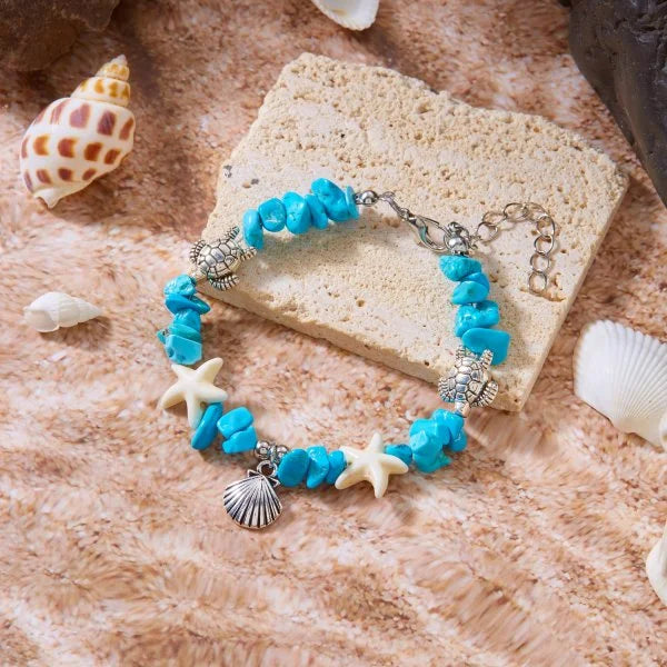 Bohemian Imitation Shell Perlen Armband Für Frauen Sea Star Schildkröte Gewebtes Seil Armband Handgemachte Freundschaft Strand Urlaub Schmuck