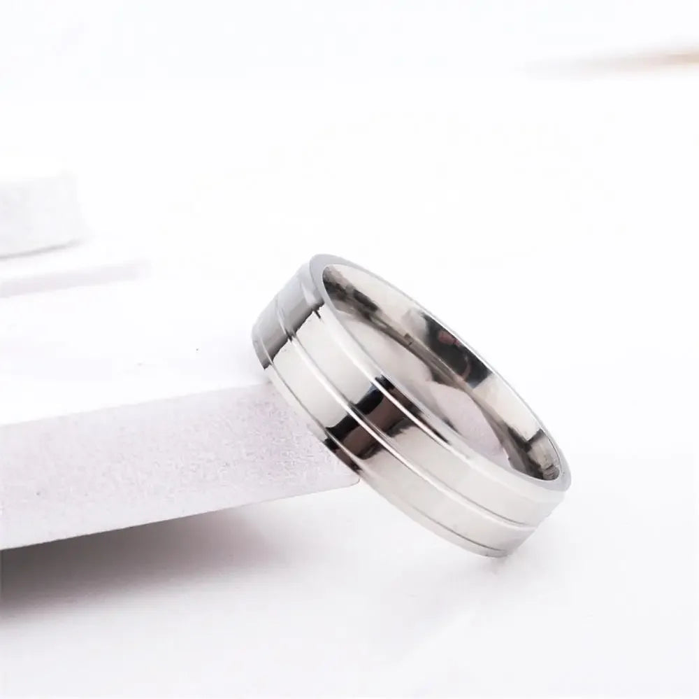 Herren Edelstahl Ringnut Design 6mm Damen ring Titan Stahl Paar Ringe einfacher Hands chmuck