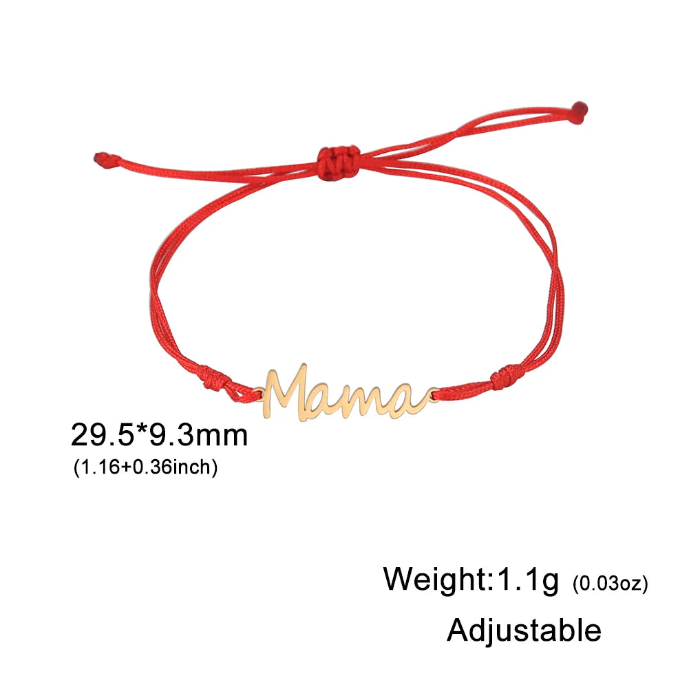 Teamer Buchstaben Mama Anhänger Armband Frauen Rote Schnur Armbänder Edelstahl Schmuck Pulseras 2025, Muttertagsgeschenk Großhandel