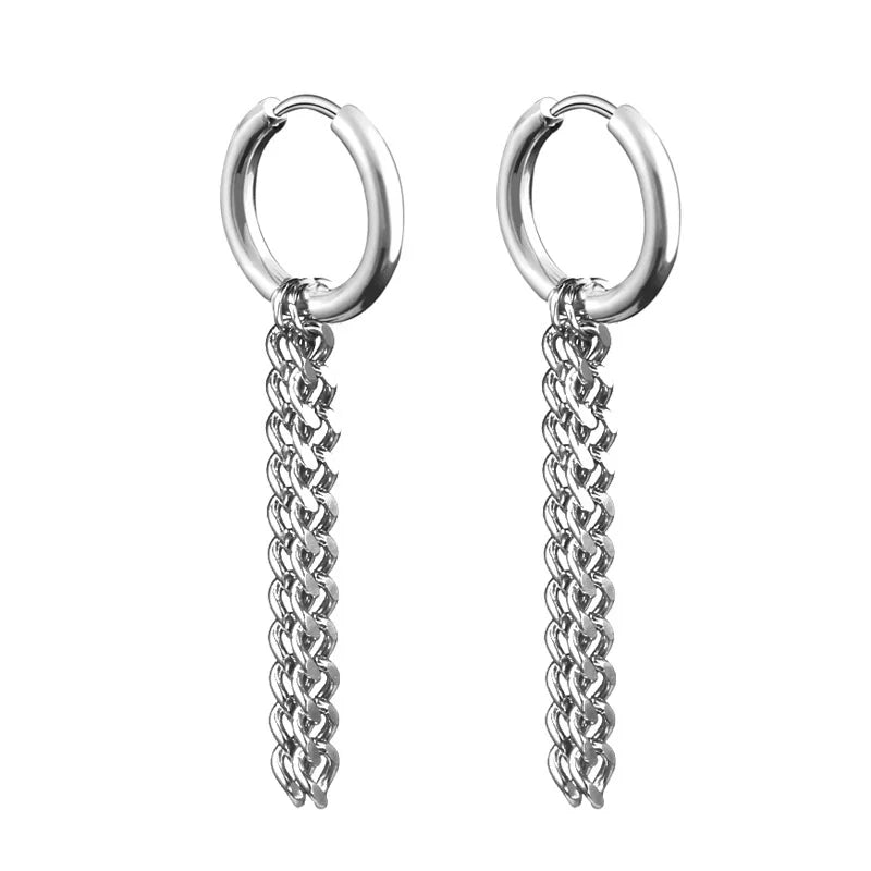 Neueste 1 Paar Edelstahl Kreuz Anhänger Baumeln Lange Quaste Unisex Creolen Männer/Frauen Punk Gothic Schmuck Beste Geschenke