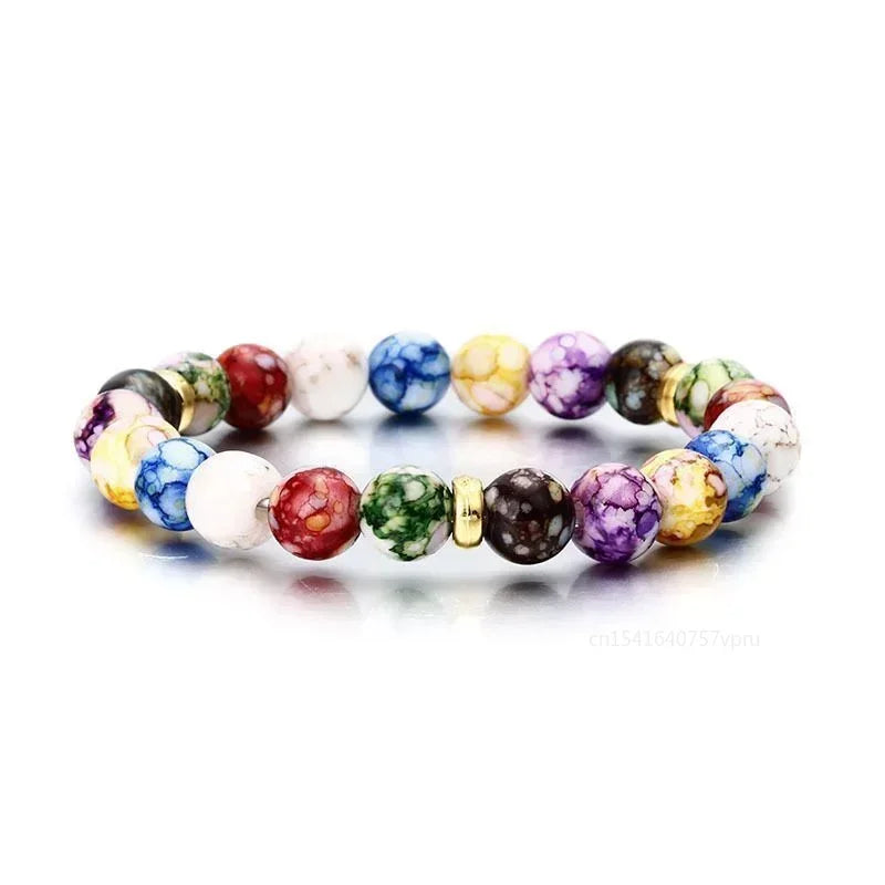 7-Chakra Reiki Heilstein Armband Yoga Balance Energie Perlen Vulkanstein Armband Halskette Schmuck Armreif Armbänder Frauen