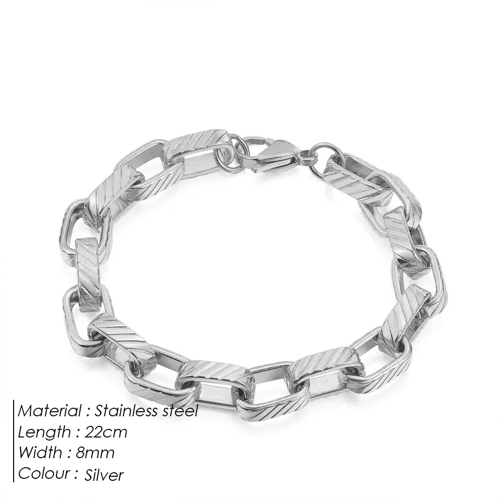 eManco Edelstahl-Metall-Armreif für Herren, modisch, vergoldet, Handgelenkkette, wasserdicht, Schmuck, Geschenk, 48-Stunden-Versand