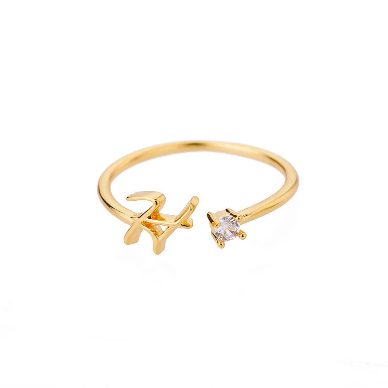 A-Z-Anfangsringe für Frauen, offen, verstellbar, Edelstahl, Ehering, 2025, Trend, Goldfarbe, Paar-Schmuck, Accessoires, Geschenk