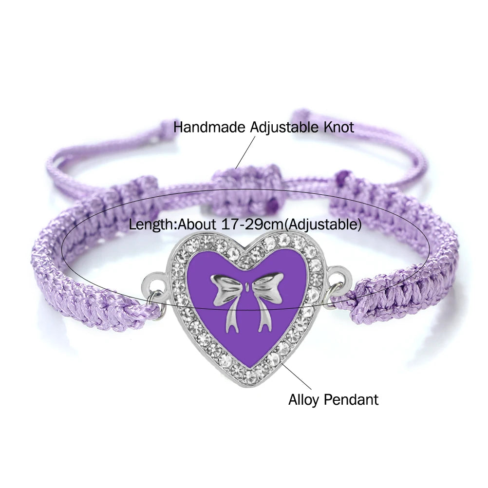 Neue Frauen Seil Armbänder Hand Gewebt Lila Faden Armband Niedlichen Tier Anhänger Armband Vintage Daisy Blume Armreif Mädchen Schmuck