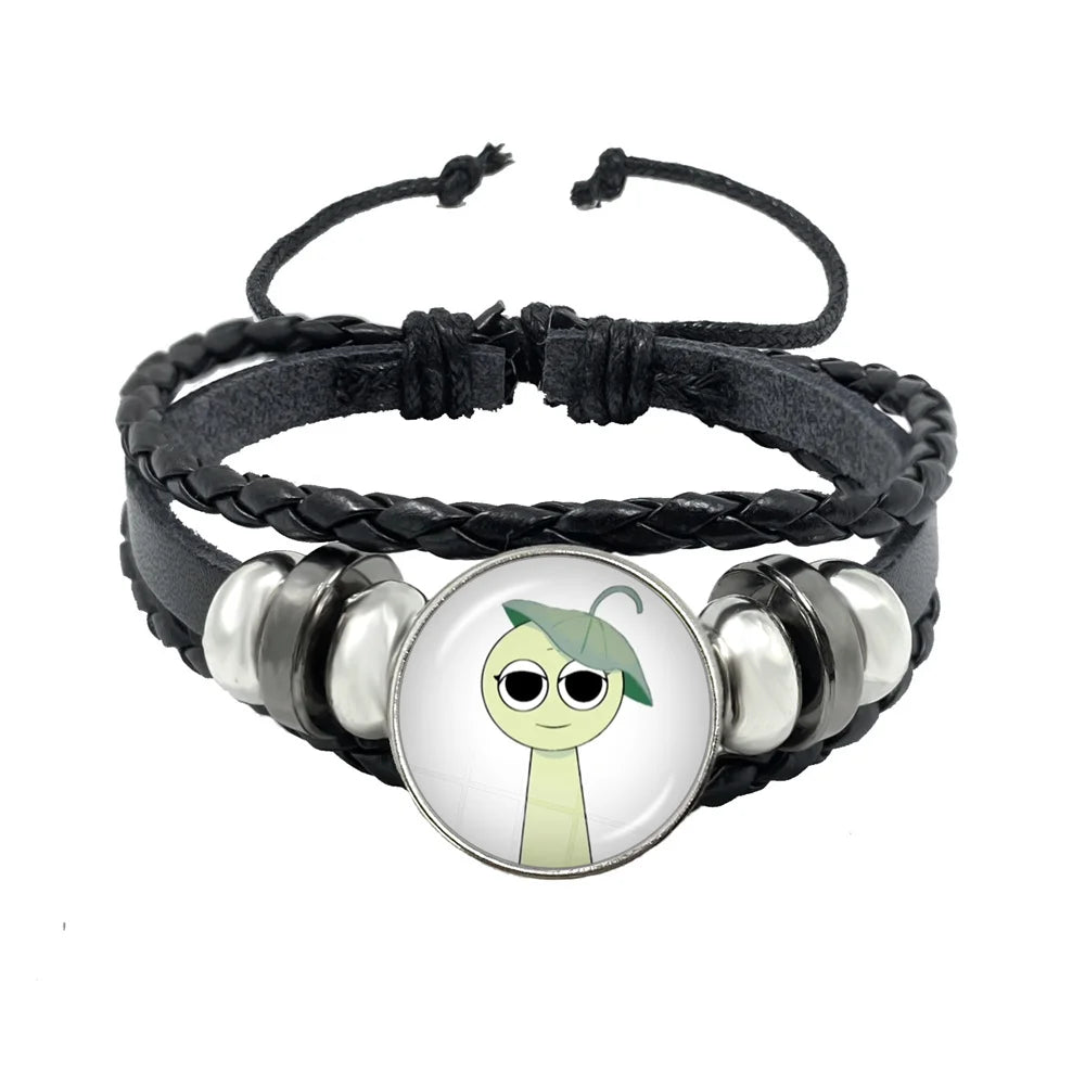 Sprunki Incredibox Anime Cartoon Charakter Leder Seil Armband Kunst Mehrschichtige geflochtene Armbänder Handgefertigte Schmuckzubehör