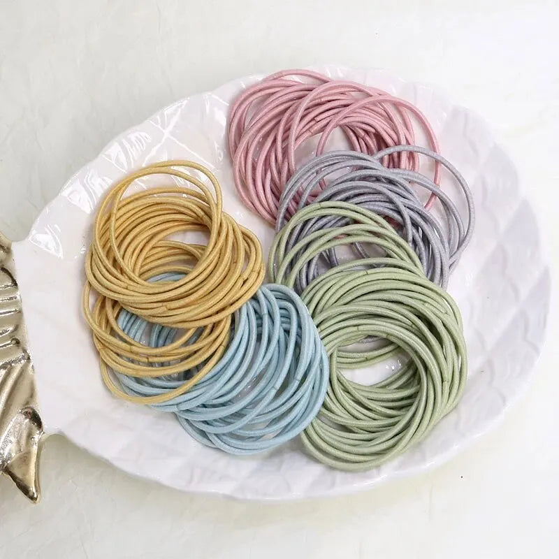 100 Teile/satz Haargummis Elastische Gummibänder für Frauen Männer Dünne Haar Gummibänder Pferdeschwanz Scrunchies Haar Zubehör für Frauen