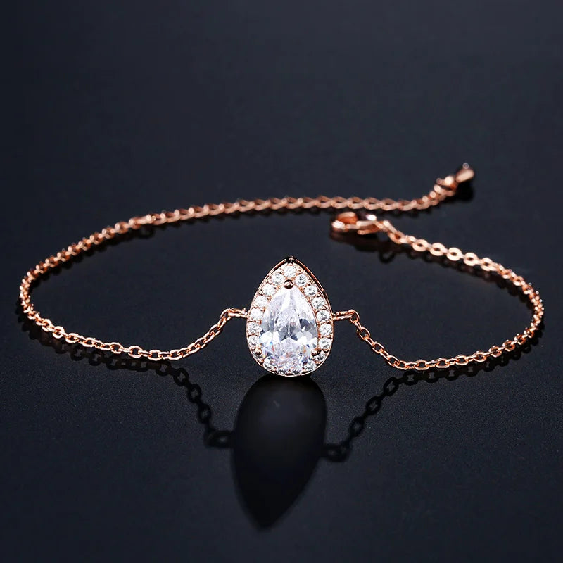 ZAKOL Klassisches Wassertropfen-Zirkonia-Hochzeitsschmuck-Set für Frauen, glänzender AAA-Kubikzirkon, Ohrringe, Halskette, Schmucksets, Geschenk