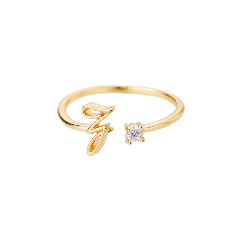 A-Z-Anfangsringe für Frauen, offen, verstellbar, Edelstahl, Ehering, 2025, Trend, Goldfarbe, Paar-Schmuck, Accessoires, Geschenk