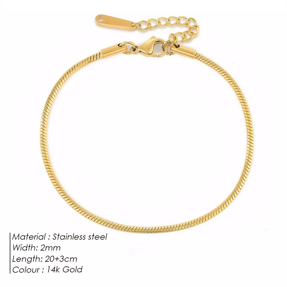 Emanco vergoldete runde Schlangen kette barfuß Strand Fuß schmuck einfachen Stil Metall Textur Geschenk für ihre Fabrik direkten Versand