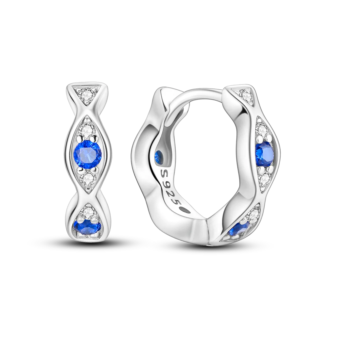 Original 925 Sterling Silber Blaue Zirkonium Schmetterling Ohrringe Farbige Creolen Frauen Weibliche Party Edlen Ohrring Schmuck