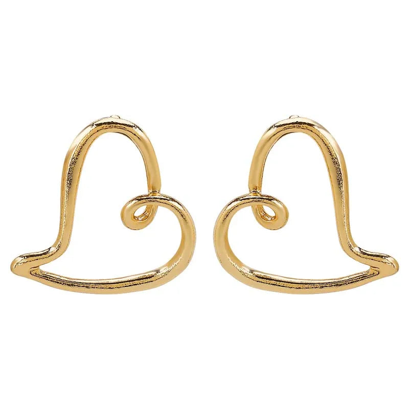 Einfache Metall Hohl Herz Anhänger Halsketten Ohrringe für Frauen Mode Große Liebe Persönlichkeit Choker Halsketten Schmuck Set Geschenke
