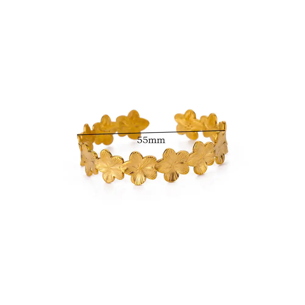 Vintage Blume Armreifen Für Frauen Gold Farbe Edelstahl Blume Armreifen Armbänder Femme Schmuck Party Geschenk pulseras