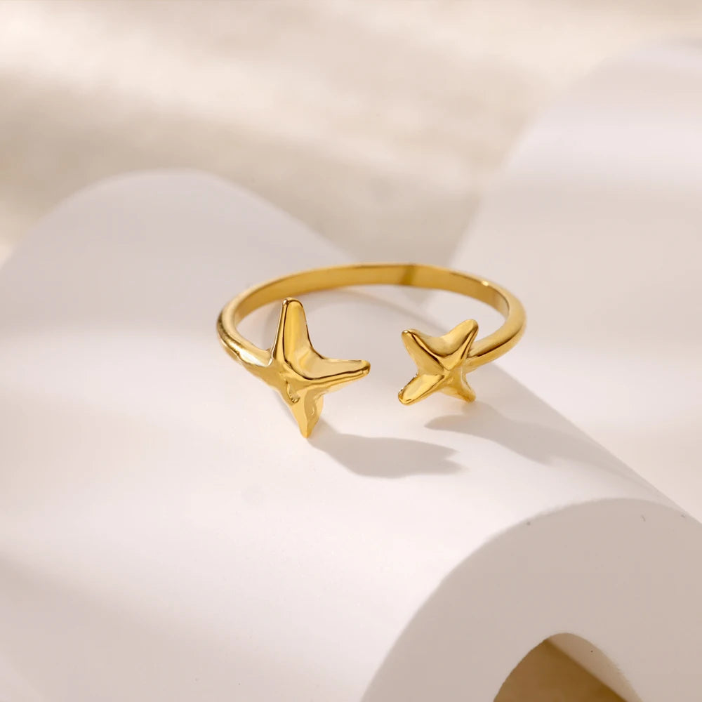 Edelstahl Zirkon Geometrische Ringe Für Frauen Luxus Bösen blick Gold Farbe Einstellbar Trendy Hochzeit Ästhetischen Jewerly Geschenk
