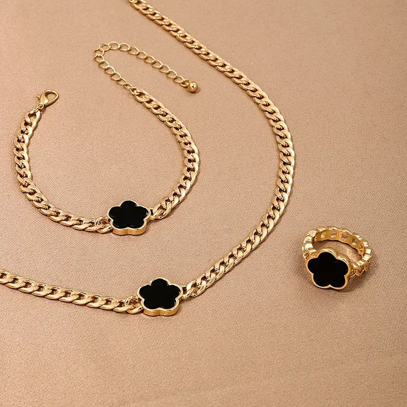 Neue Einfache Runde Perle Linie Imitation Perle Ringe Ohrringe Anhänger Halskette Vier-Stück Sets für Frauen Trend Jewerly Set Paty geschenk