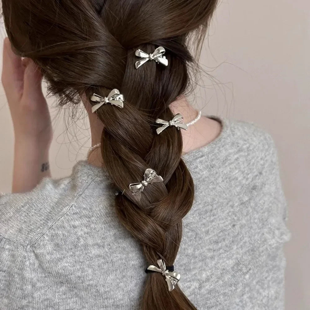 4 Stück/Set neue Mini-Haarnadeln mit goldener Schleife für Damen, süße und coole Mädchen-Pony-Haarnadeln und Haar-Accessoires