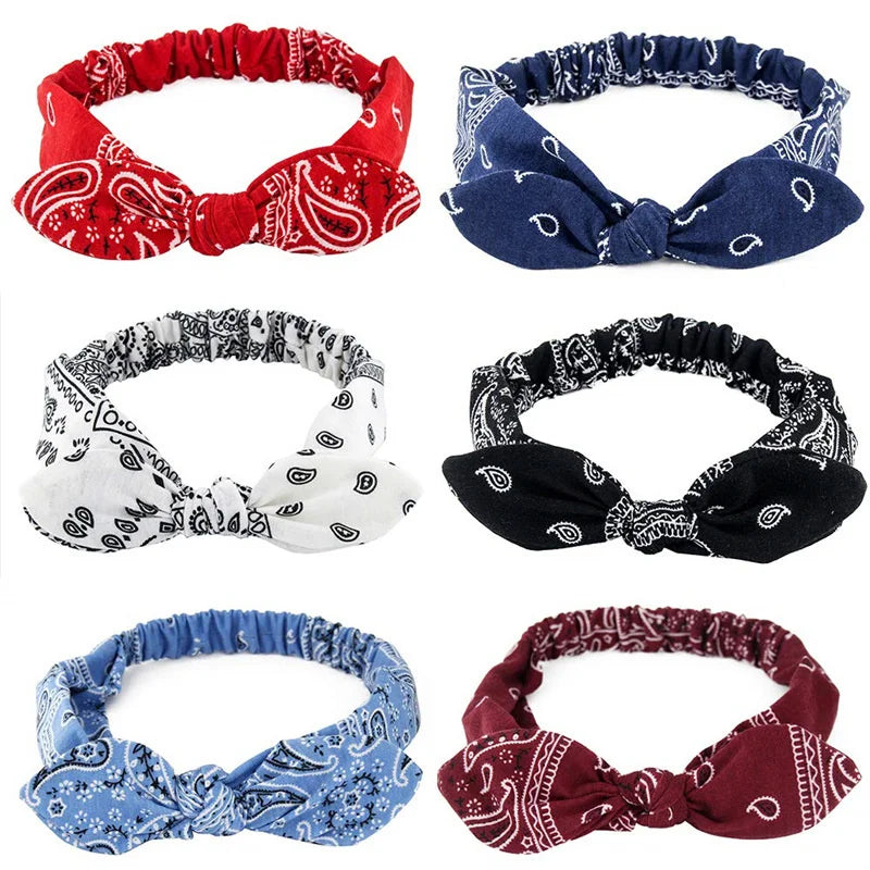 Neue Boho Frauen Weiche Solid Print Stirnbänder Vintage Kreuz Knoten Elastische Haarbänder Turban Bandanas Mädchen Haar Bands Haar Zubehör