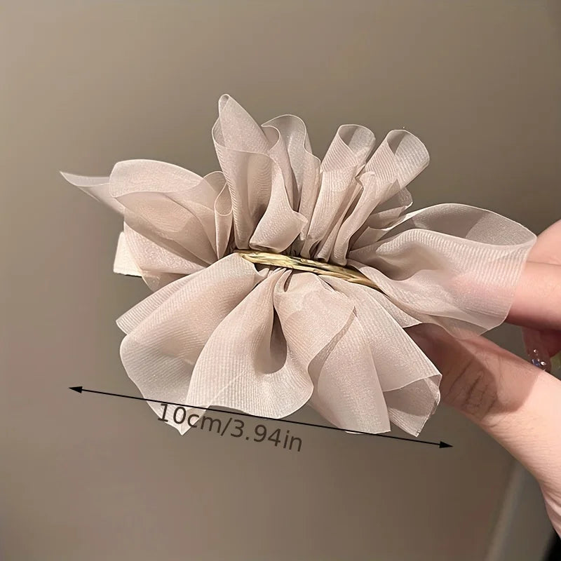 1/2 Stück elegante, minimalistische Chiffon-Blume, große Frühlings-Haarklammern für Frauen, einfarbiges Haar-Accessoire für Pferdeschwanz