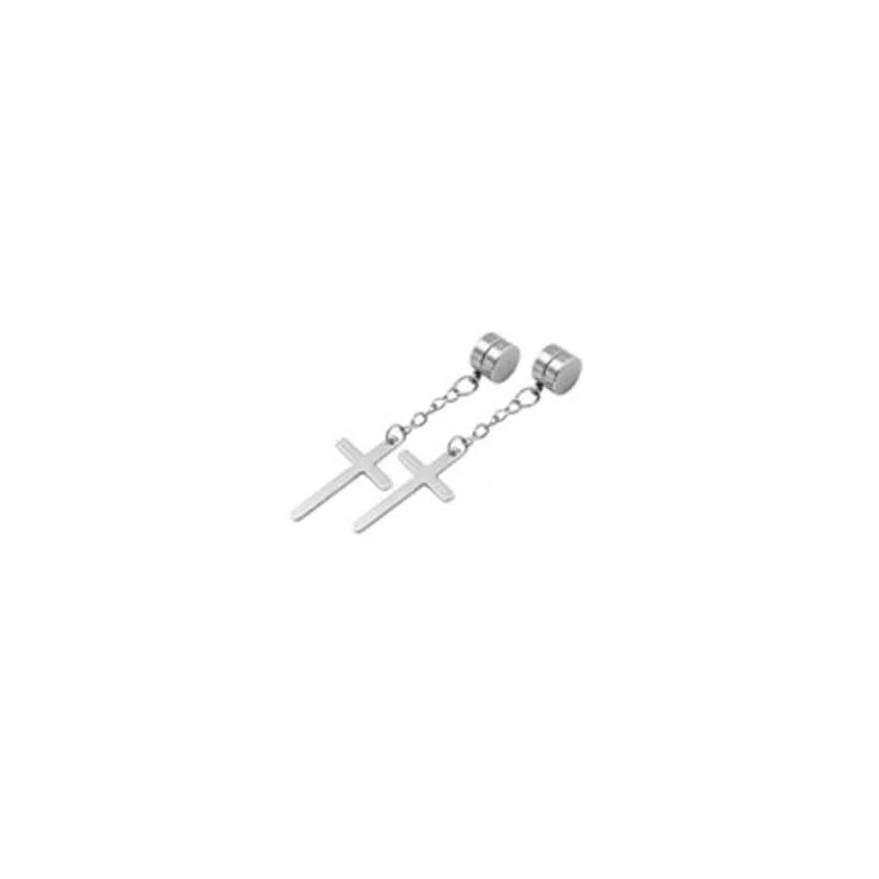 Punk Kreuz Anhänger Quaste Edelstahl Ohrringe Magnet Mode Geometrische Clip Ohr Schmuck Party Geschenke Für Frauen Männer