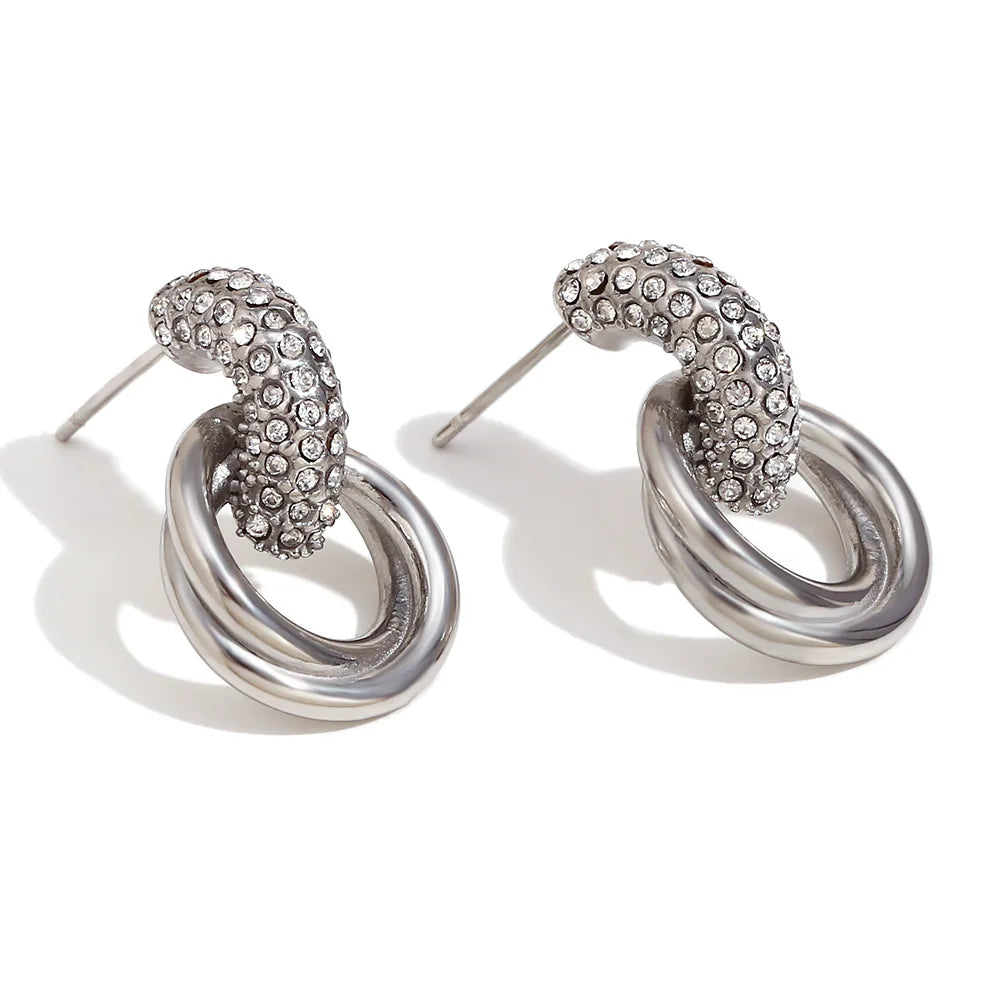 1 Paar 316L Edelstahl 18K vergoldet Zirkon Ring Ohrstecker Ohrringe Damen CZ Ohrringe Tägliches Datum Urlaub Schmuck Geschenke