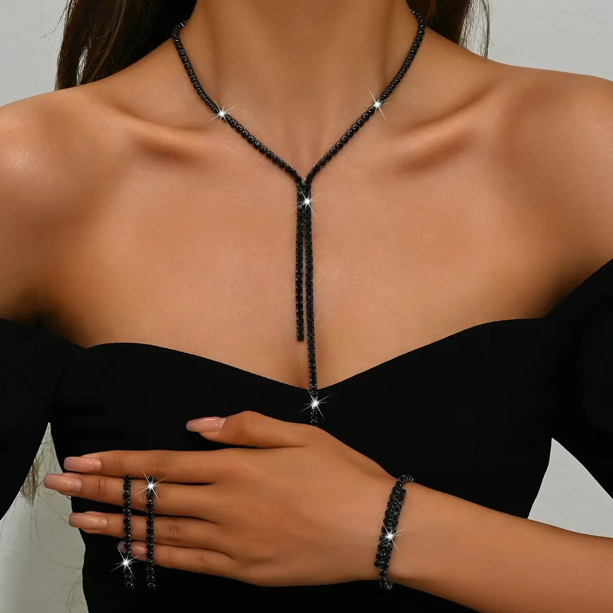 4-teiliges Damen-Set mit geometrischer Halskette, Ohrringen, Armband, Schmuckset, geeignet für Hochzeit, Party, Festival-Geschenke-8604