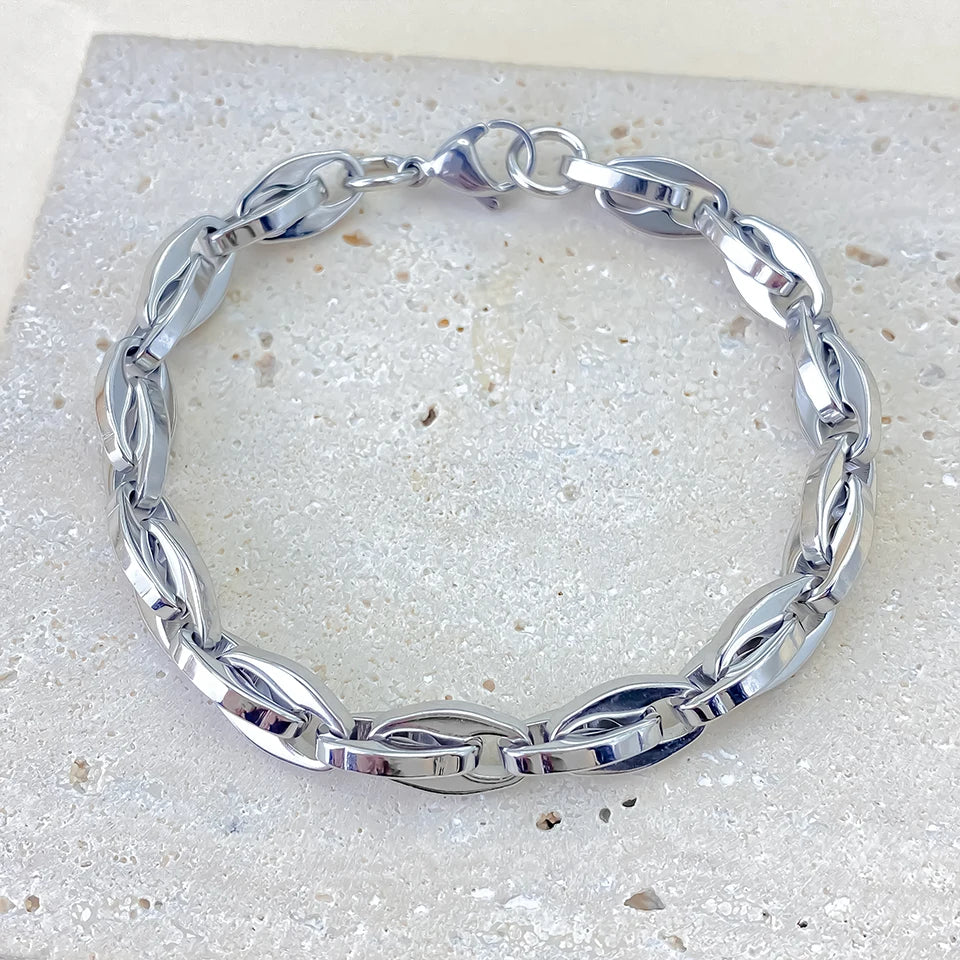 eManco Herren Retro Lippenkette Armband Wasserdicht Edelstahl Link Armreif Rock Punk Schmuck Factory Outlet