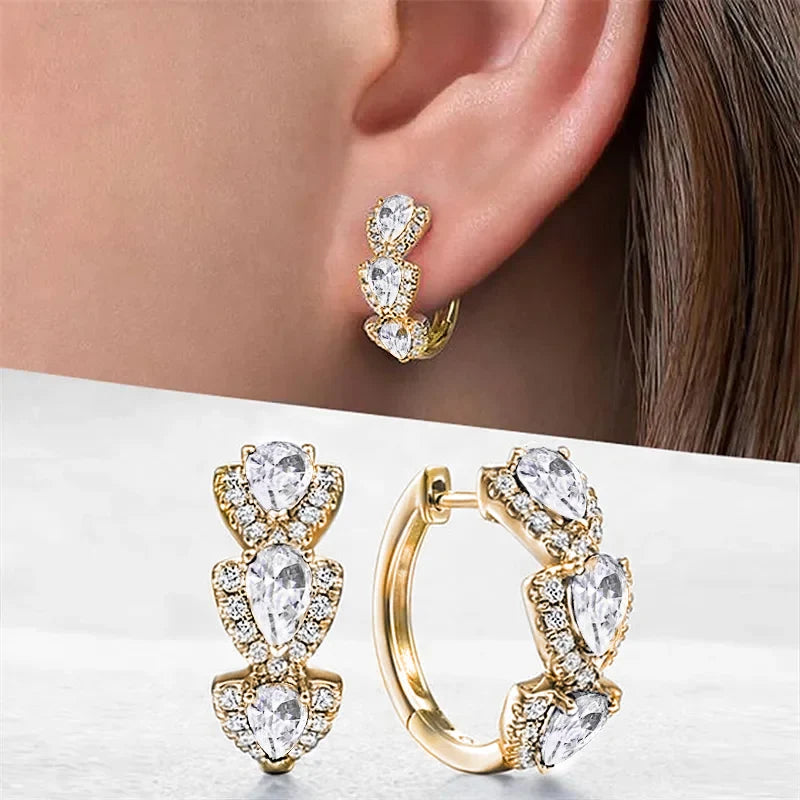 Huitan Luxus Trendy Blaue Zirkonia Creolen Hochzeit Party Elegante Accessoires für Frauen Jahrestag Geschenk Neue Schmuck