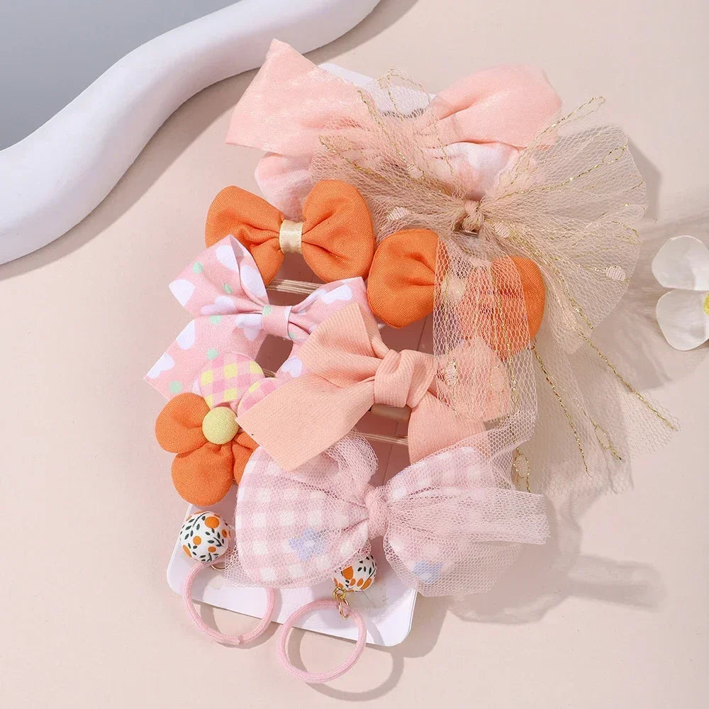 10 teile/satz süße Bögen Baby Haars pangen Spitze Blume Kinder Mädchen Haarnadeln Haars pangen Clip Geschenke elastische Mädchen Haar Zubehör