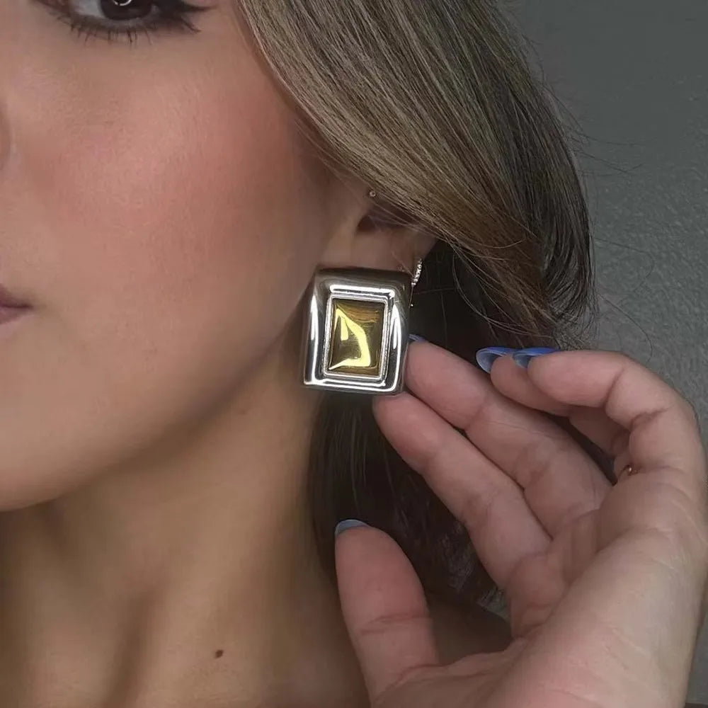 18 Karat vergoldete, gestreifte Textur, klobige Ohrstecker für Damen, glänzender Edelstahlknoten, gedrehte geometrische Ohrringe, täglicher Schmuck