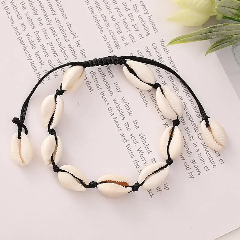 Böhmisches Imitation Muschelperlen-Armband für Frauen, Seestern, Schildkröte, gewebtes Seil-Armband, handgefertigt, Freundschaft, Strand, Urlaub, Schmuck