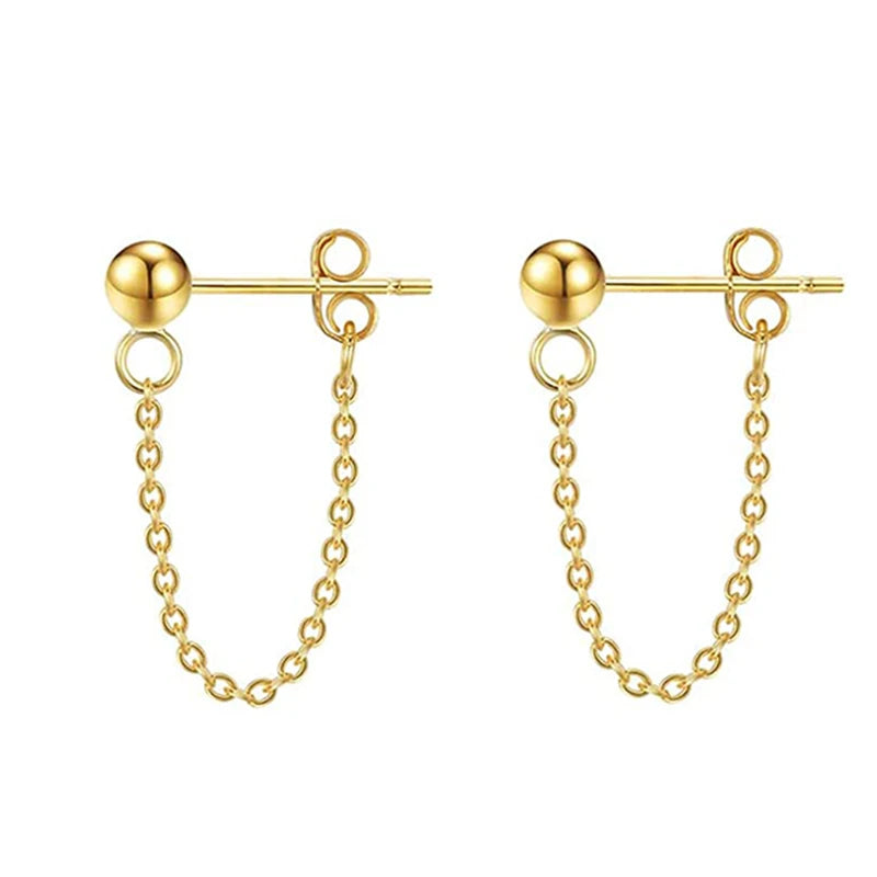 Edelstahl-Kugelperlen-Quastenkette, baumelnde Ohrringe für Frauen und Mädchen, Kugeln, Ohrstecker, Tragus-Knorpel, hypoallergene Ohrringe